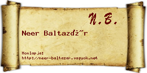 Neer Baltazár névjegykártya